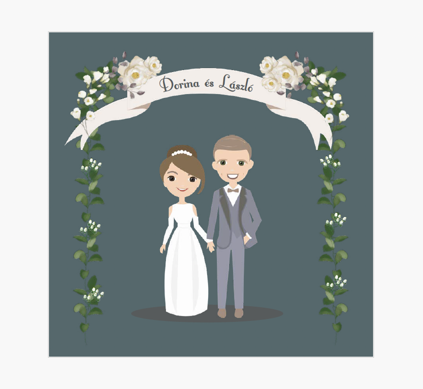 Dorina és László illustrated invitation